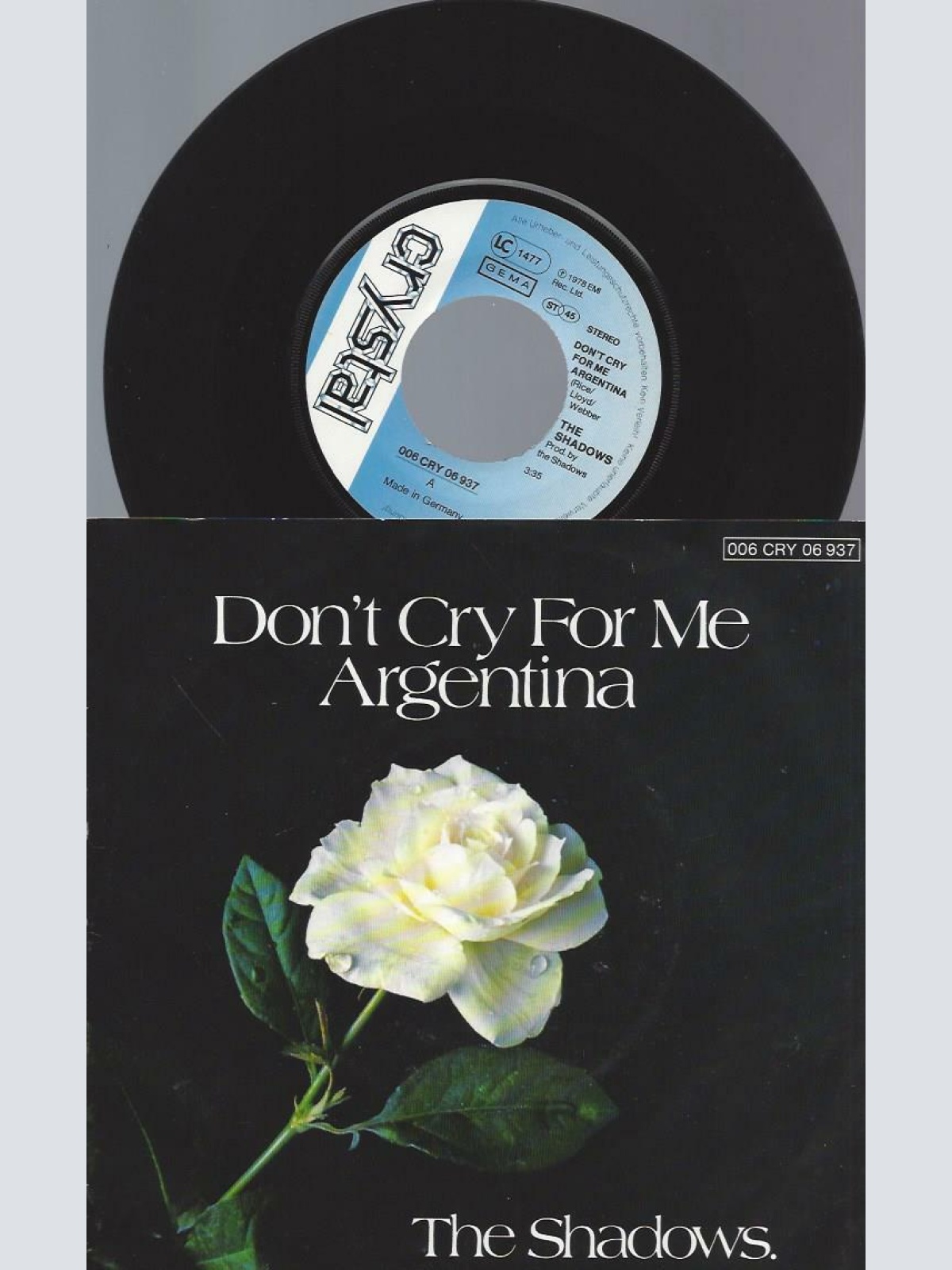 7" The Shadows – Don't Cry For Me Argentina