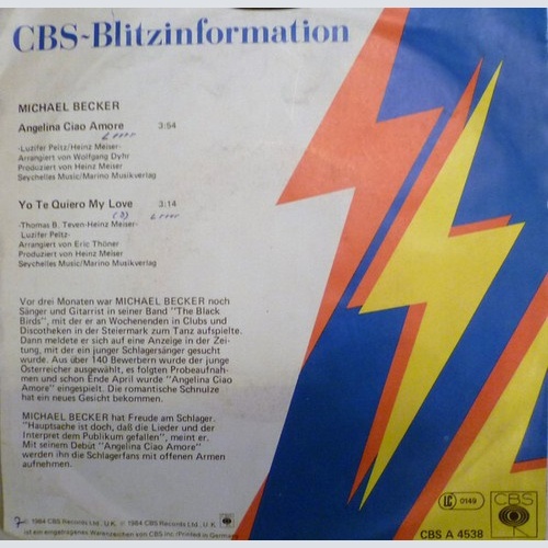 7", Single, Promo Michael Becker - Angelina Ciao Amore