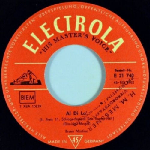 7", Single Tony Renis / Bruno Martino - Io Amo, Tu Ami / Al Di La'