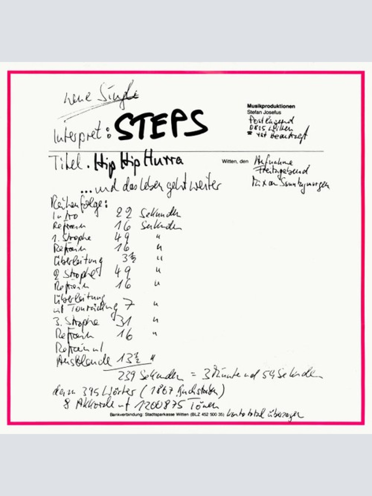 7", Single Steps* - Hip Hip Hurra ...Und Das Leben Geht Weiter