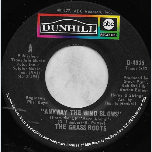 7", San The Grass Roots - Anyway The Wind Blows