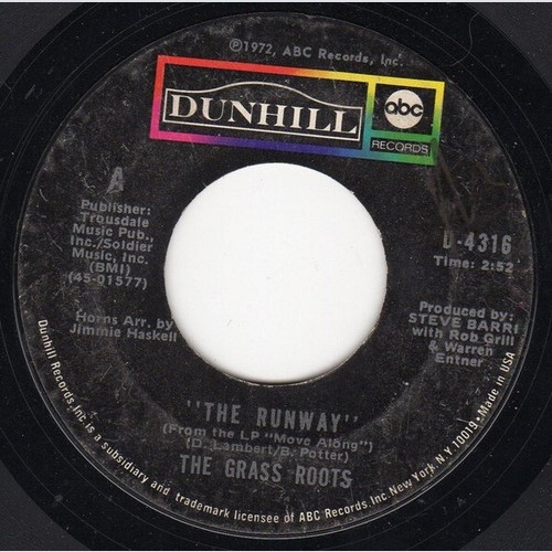 7", Single, Ter The Grass Roots - The Runway / Move Along