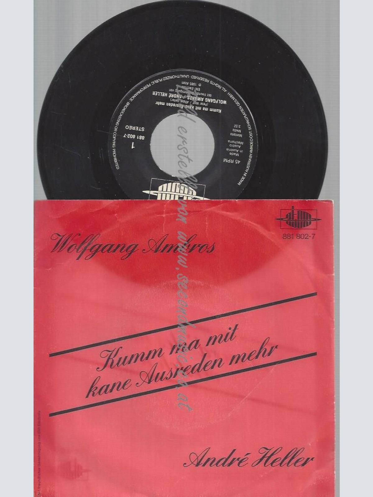 7" WOLFGANG AMBROS ANDRE HELLER KUMM MA MIT KANE AUSREDEN MEHR