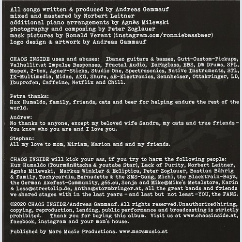 CD, Album Chaos Inside - AN602