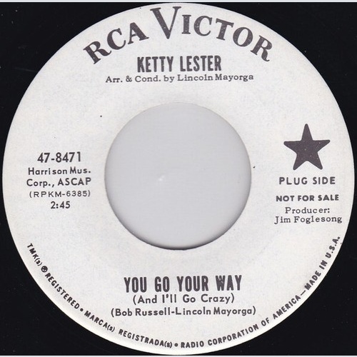 7", Promo Ketty Lester - You Go Your Way / Variations On A Theme By "Bird"