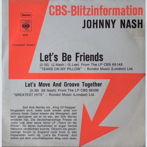7", Promo Johnny Nash - Let's Be Friends / Let's Move And Groove Together