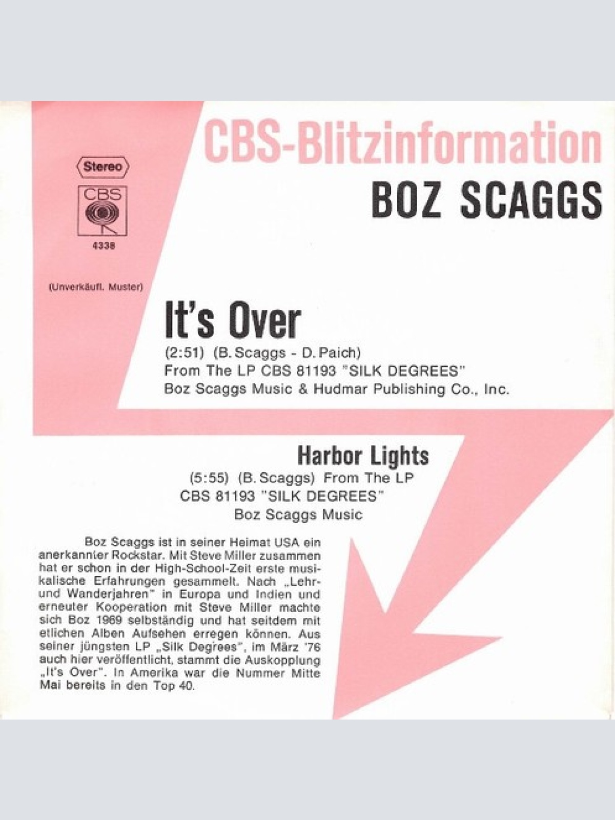 7", Single, Promo Boz Scaggs - It's Over
