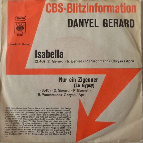 7", Promo Danyel Gérard - Isabella