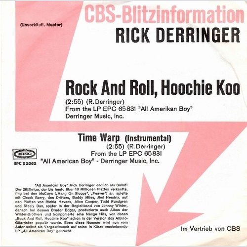7", Single, Promo Rick Derringer - Rock And Roll, Hoochie Koo