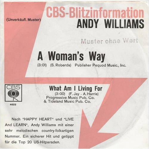 7", Single, Promo Andy Williams - A Woman's Way