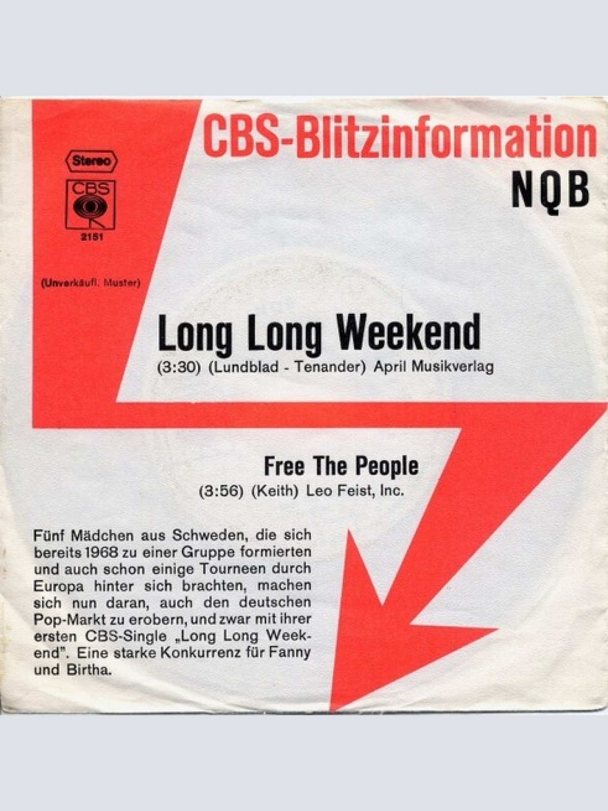 7", Single, Promo NQB - Long Long Weekend