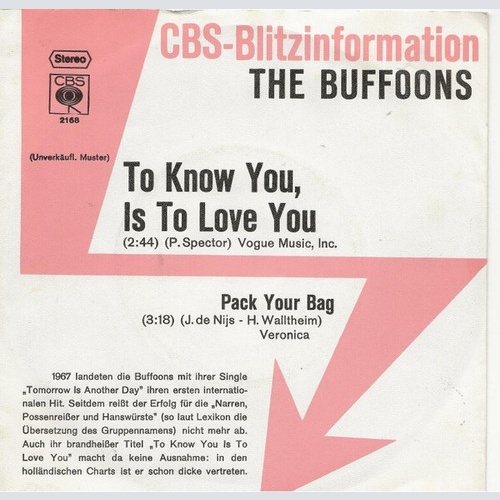 7", Promo The Buffoons - To Know You Is To Love You