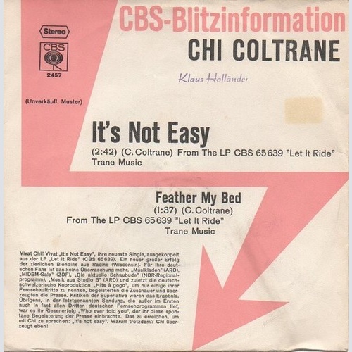 7", Single, Promo Chi Coltrane - It's Not Easy