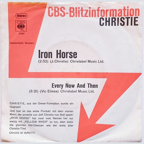 7", Single, Promo Christie - Iron Horse