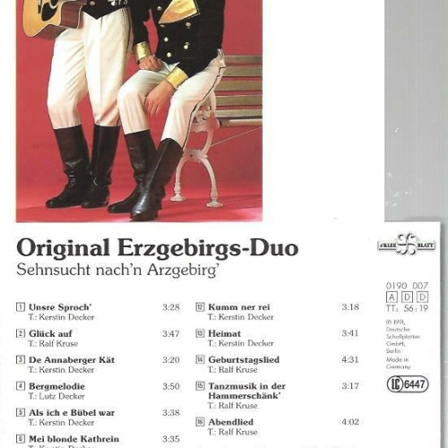 CD--Orig Erzgebirgs Duo --Sehnsucht nach'n Erzberg