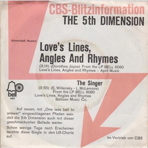 7", Single, Promo The 5th Dimension* - Love's Lines, Angles And Rhymes