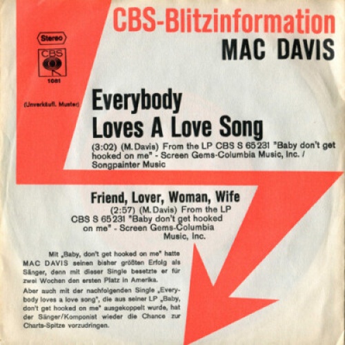 7", Promo Mac Davis - Everybody Loves A Love Song
