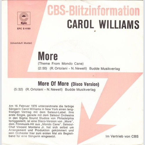 7", Single, Promo Carol Williams - More