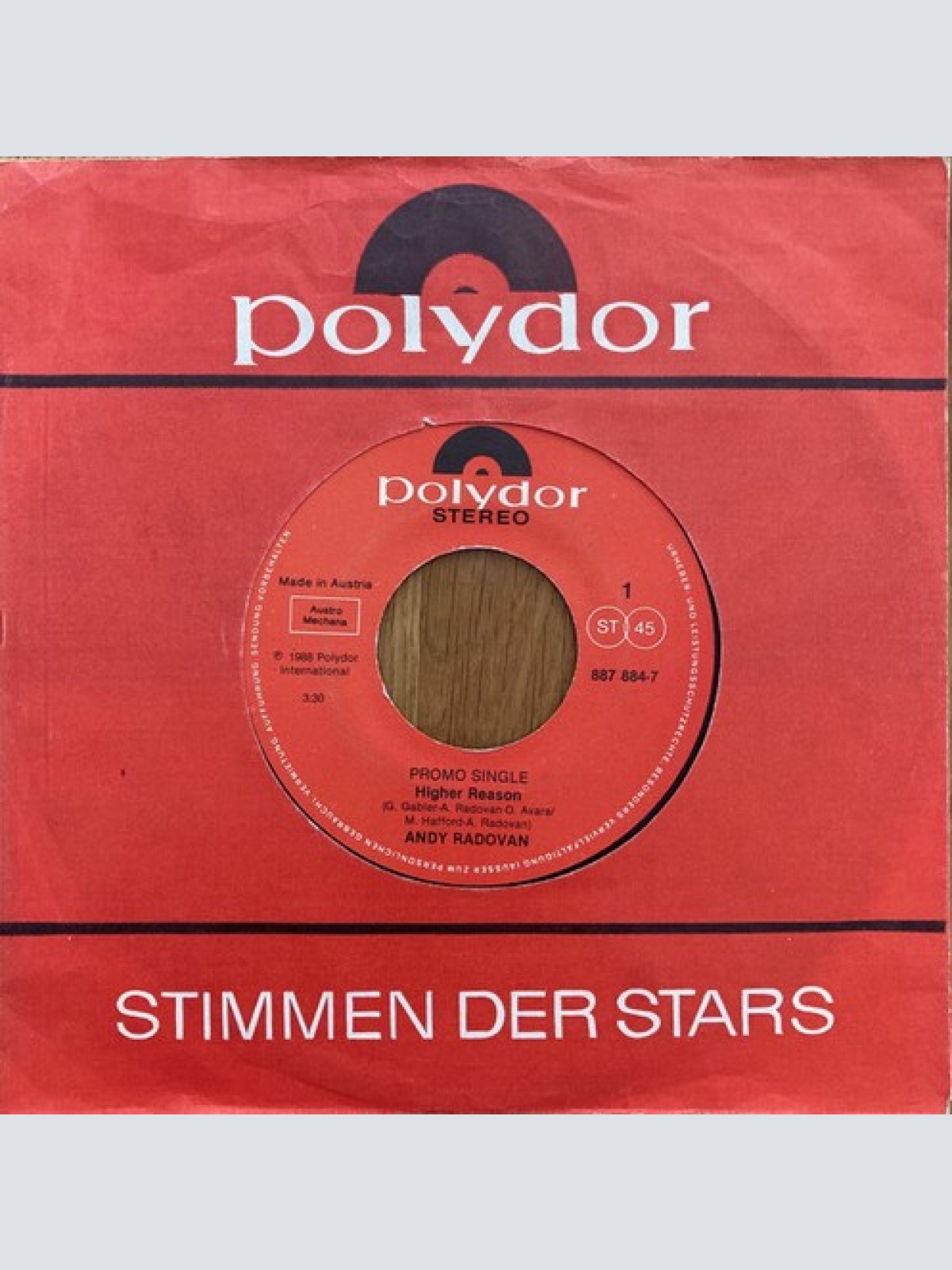7", Single, Promo Andy Radovan - Higher Reason