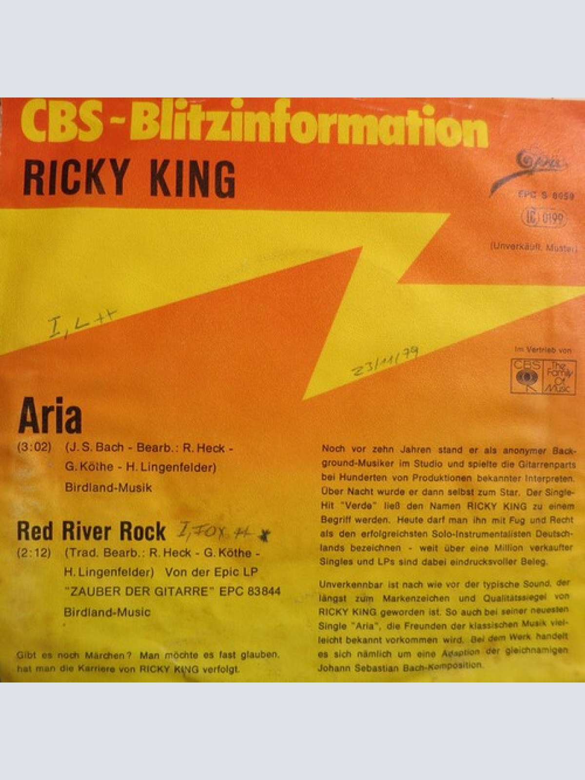7", Single, Promo Ricky King - Aria