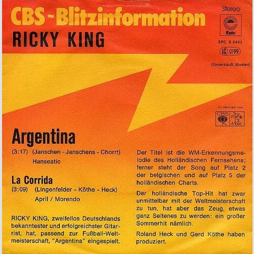 7", Single, Promo Ricky King - Argentina