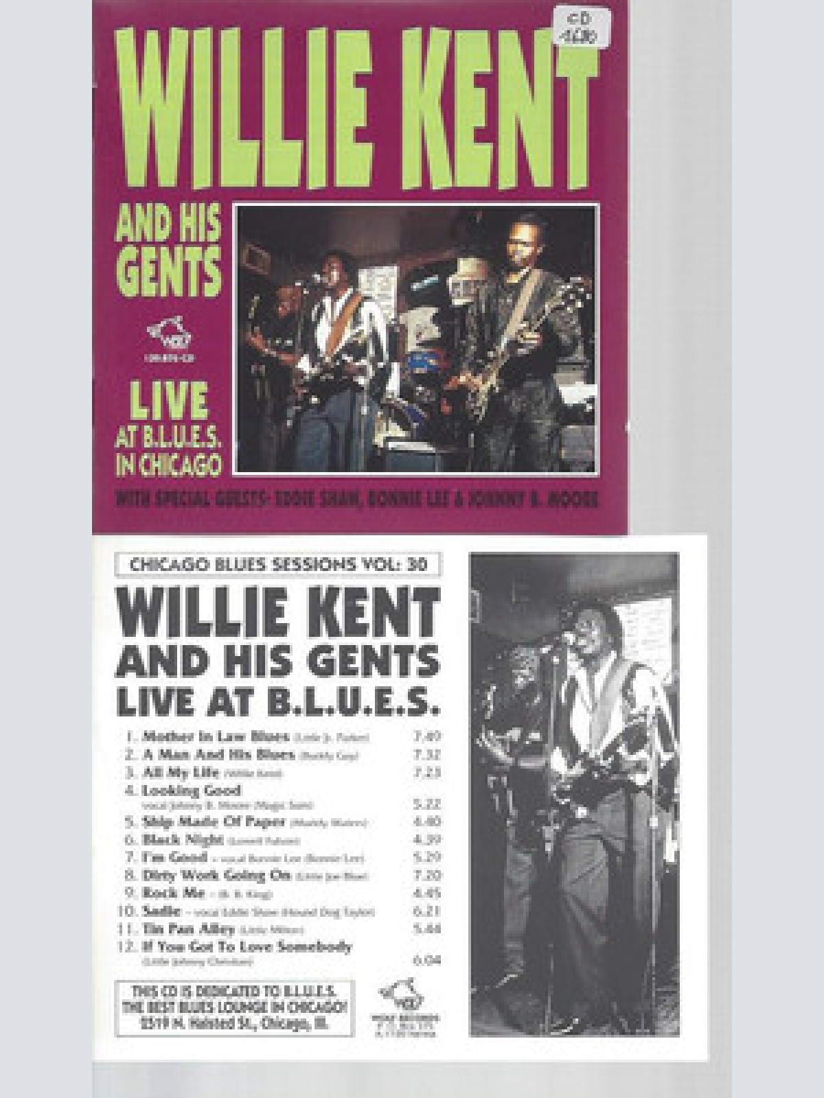 CD--WILLIE KENT AND HIS GENTS LIVE AT BLUES IN CHICAGO