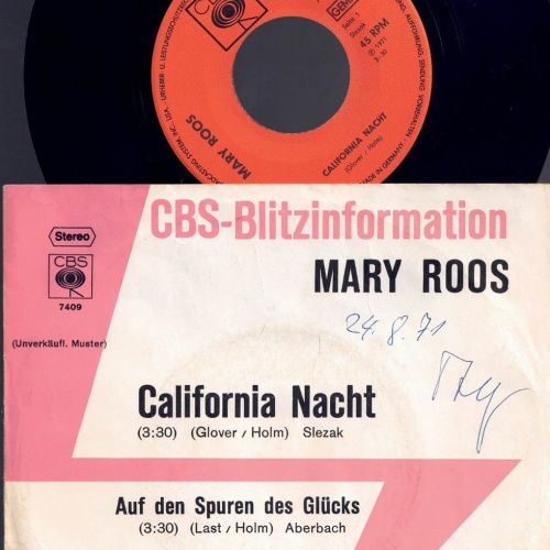 7", Mary Roos   California Nacht  / Promo