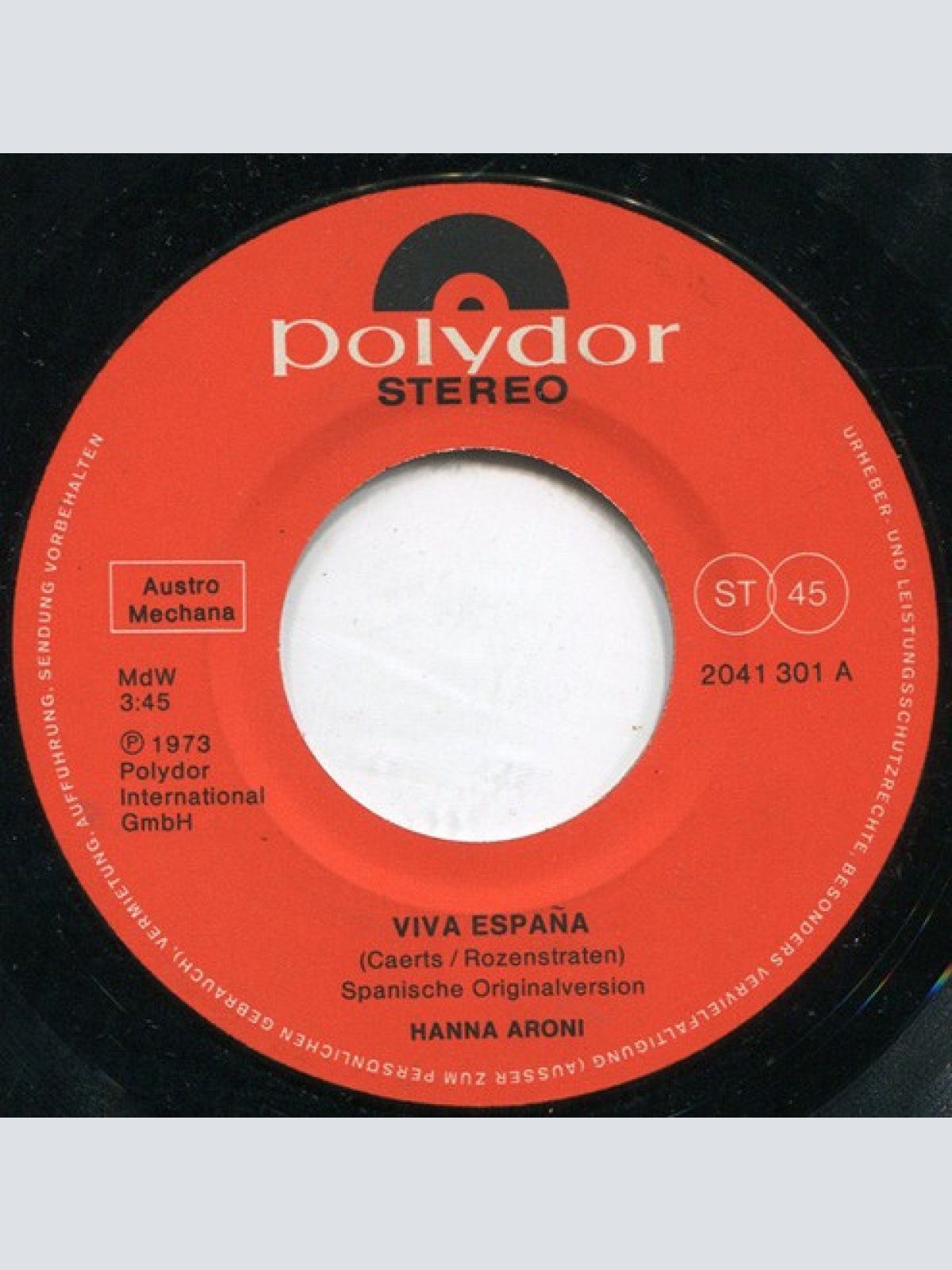 7", Single Hanna Aroni - Viva España