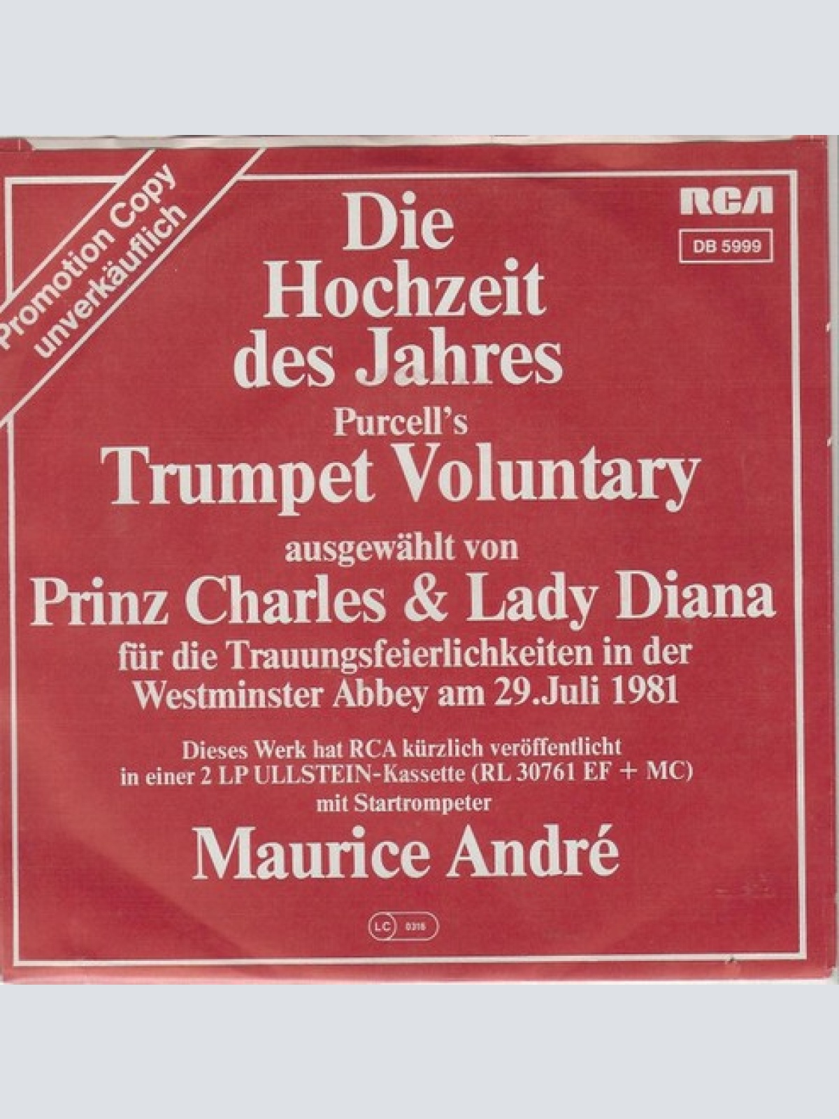 7", S/Sided, Single, Promo Maurice André - Trumpet Voluntary