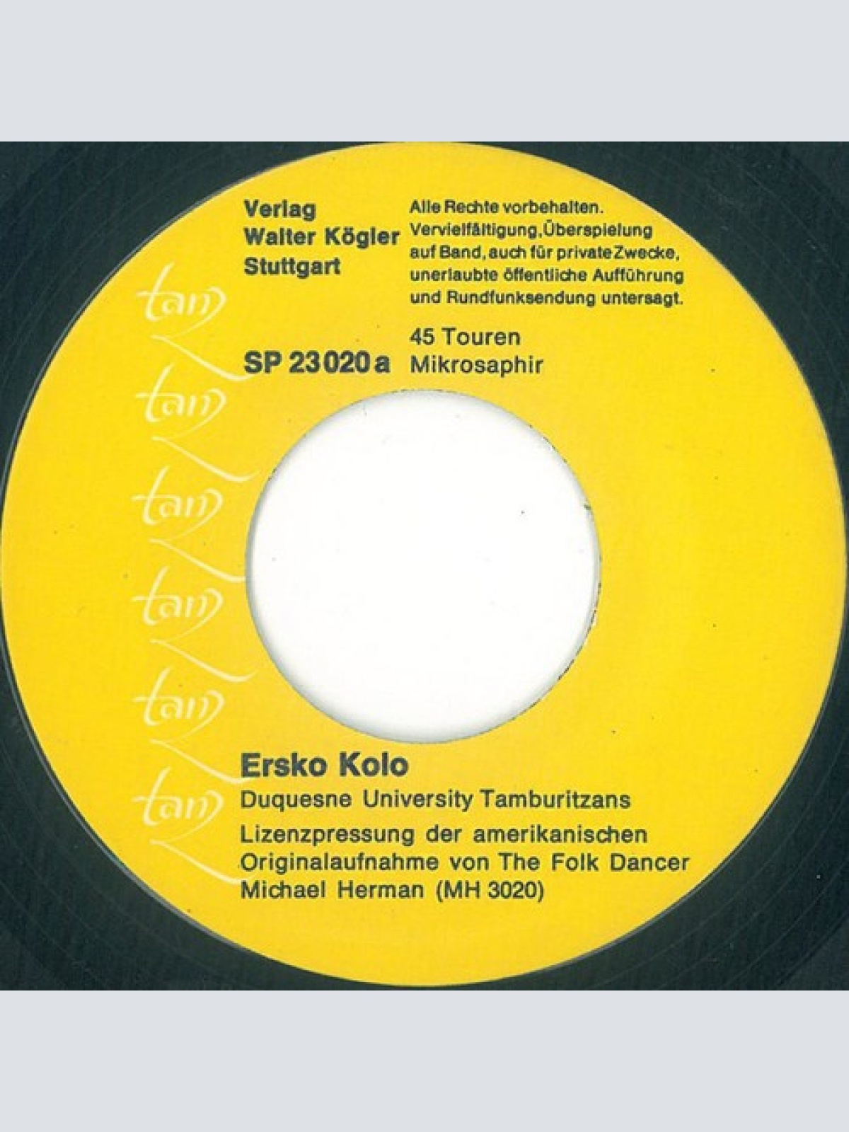 7" Duquesne University Tamburitzans - Ersko Kolo