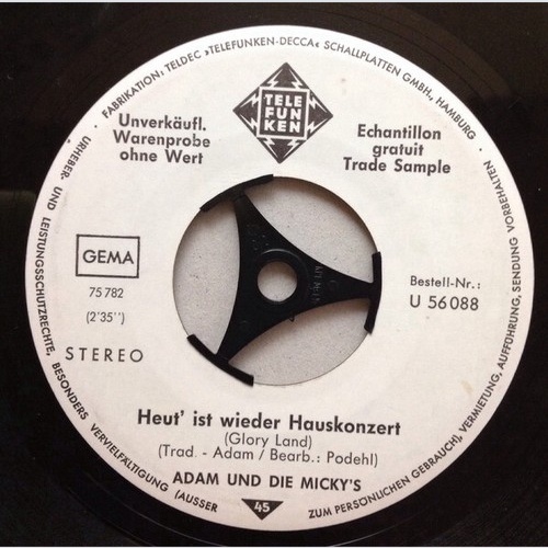 7", Single, Promo Adam Und Die Micky's - Heut' Ist Wieder Hauskonzert (Glory ...