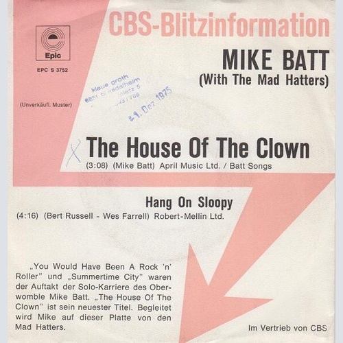 7", Promo Mike Batt With The Mad Hatters (7) - The House Of The Clown