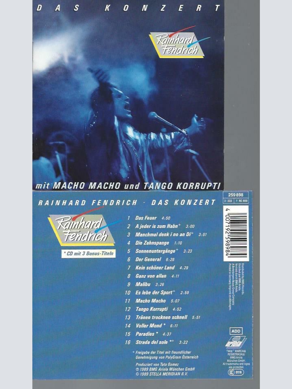 CD - RAINHARD FENDRICH DAS KONZERT