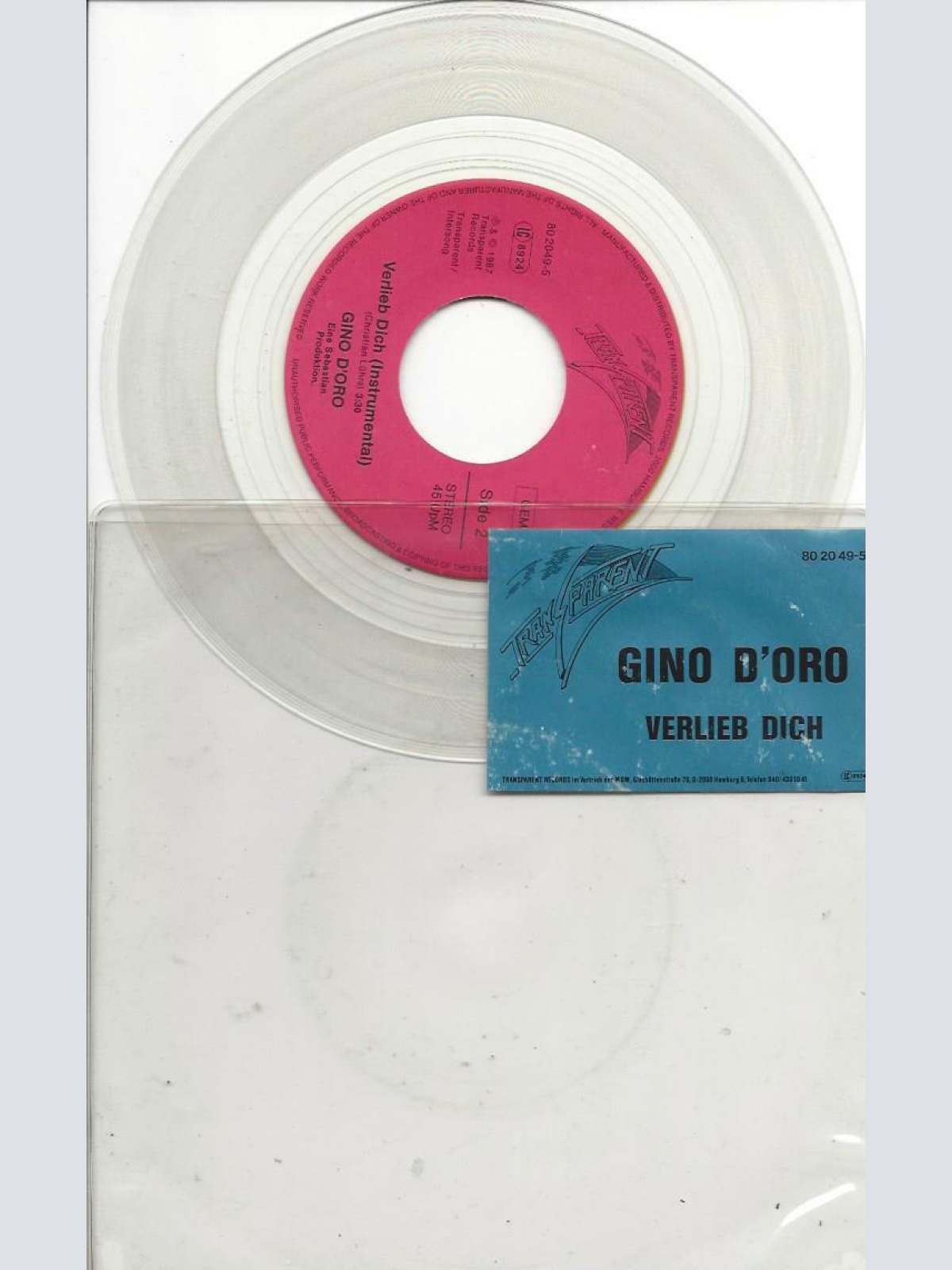 7" Gino D'Oro – Verlieb Dich / Clear