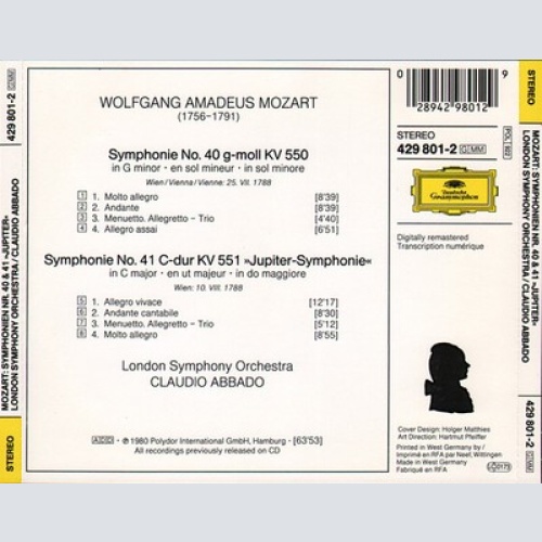 CD, RE Wolfgang Amadeus Mozart, Claudio Abbado, London Symphony Orchestra - S...