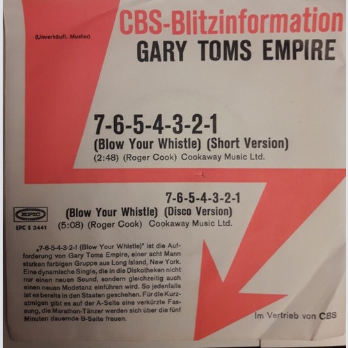 7", Promo Gary Toms Empire - 7-6-5-4-3-2-1 (Blow Your Whistle)
