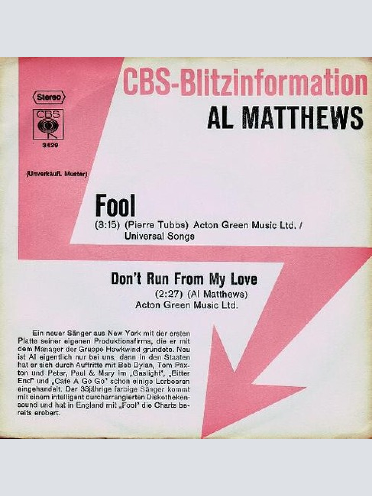 7", Single, Promo Al Matthews - Fool