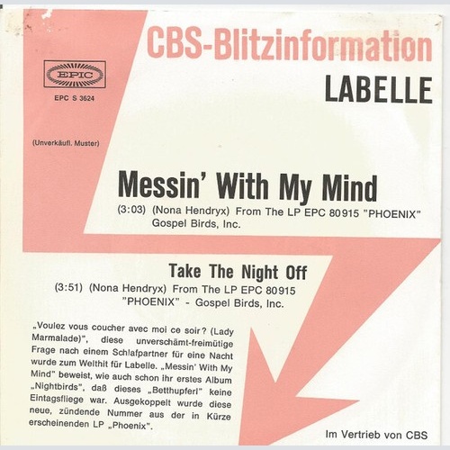 7", Single, Promo LaBelle - Messin'With My Mind