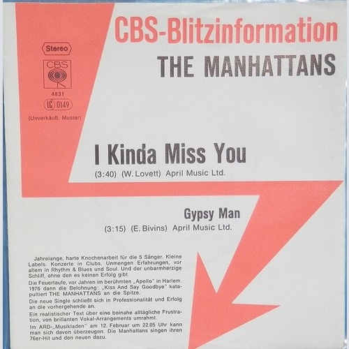 7", Single, Promo Manhattans - I Kinda Miss You