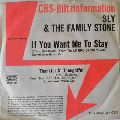 7", Single, Promo Sly & The Family Stone - If You Want Me To Stay / Thankful ...