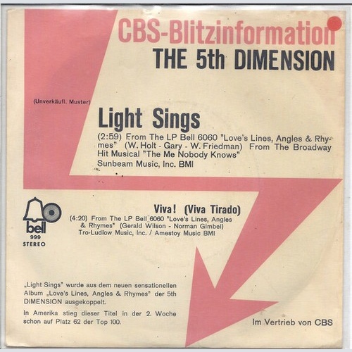7", Single, Promo The 5th Dimension* - Light Sings