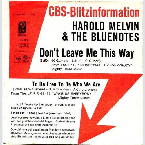 7", Single, Promo Harold Melvin & The Bluenotes* - Don't Leave Me This Way