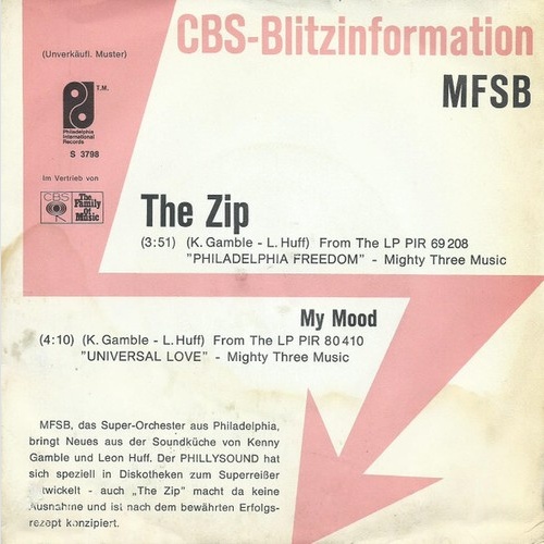 7", Single, Promo MFSB - The Zip