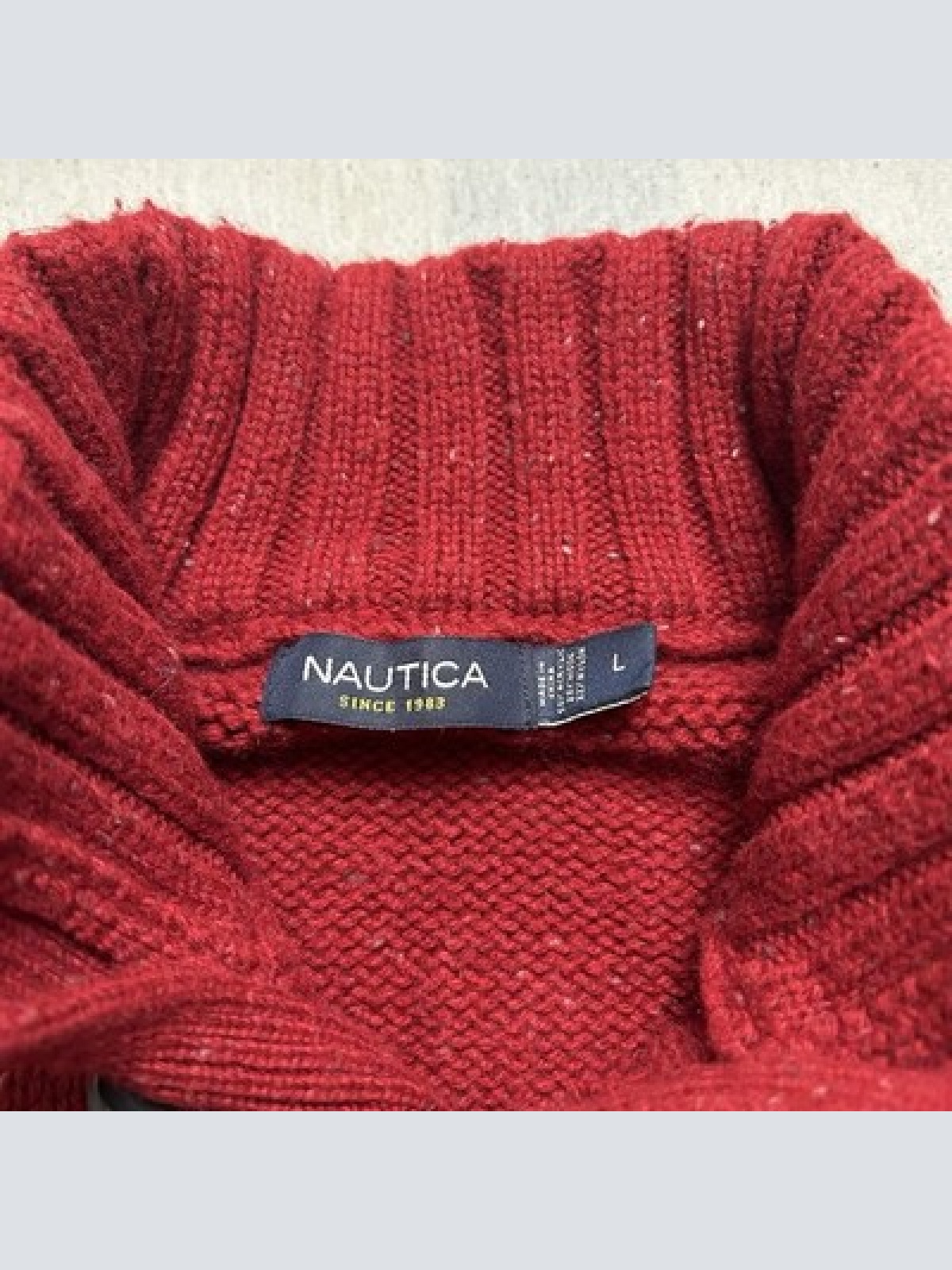 Nautica Vintage Y2K Pullover mit Wolle Rot Herren Größe L Maße siehe Fotos