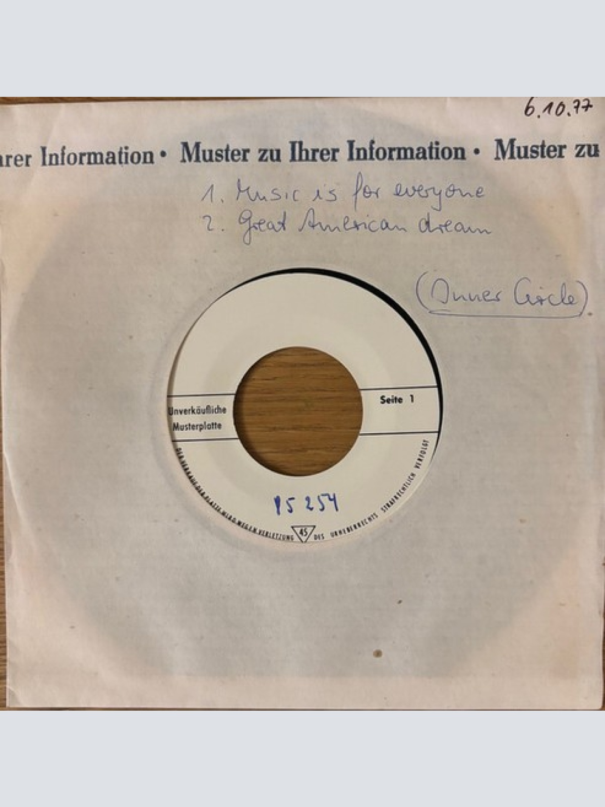 Inner Circle - Music Is For Everyone (7", Single, TP)