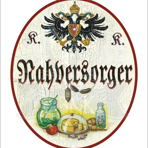 KuK Nostalgie Holzschild - Nahversorger - Lebensmittel Einkauf TH