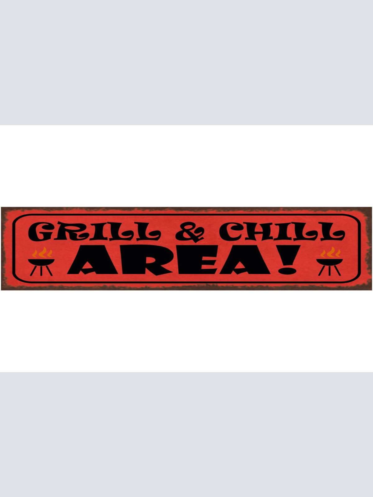 Schild Grill & Chill Area Grillen Erholung Freizeit BBQ 46 x 10 Blech od. Holz