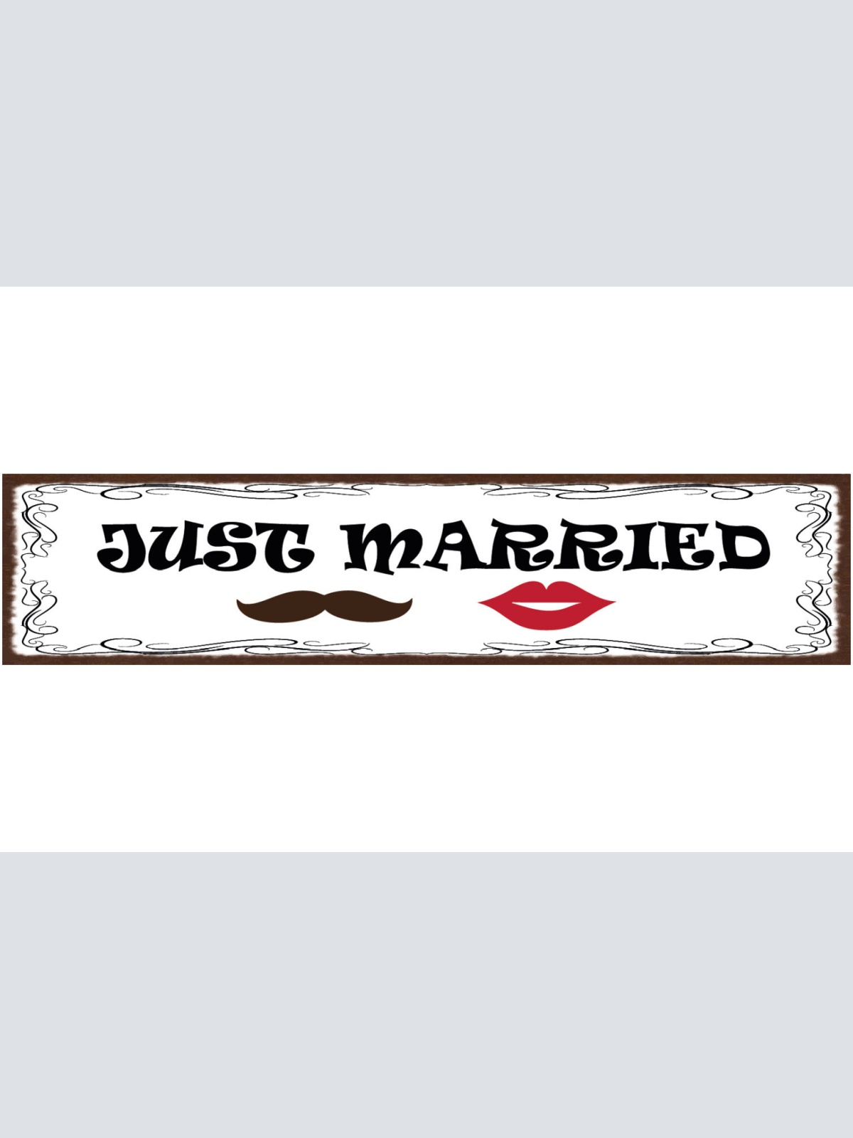 Schild Just Married Hochzeit Heirat Gerade Verheiratet Ehe 46 x 10 Blech od.Holz