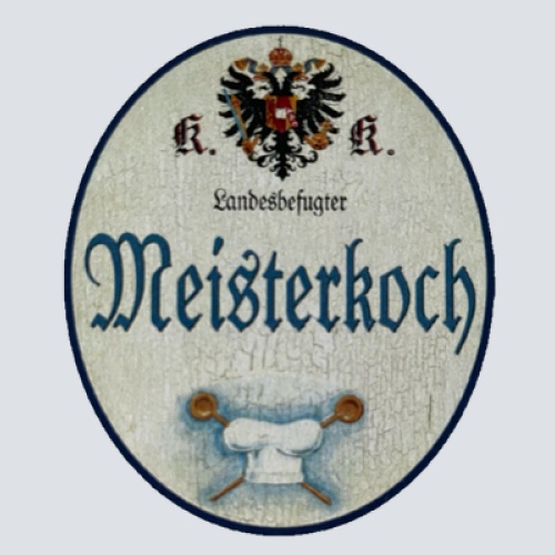 KuK Nostalgie Holzschild Landesbefugter Meisterkoch Koch Kochen Küche Schild