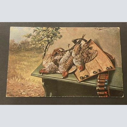 Jagd Fasan Künstlerkarte Jagdtasche Munition 80166